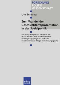 Book Cover for Zum Wandel Der Geschlechterrepräsentationen in Der Sozialpolitik by Ute Behning