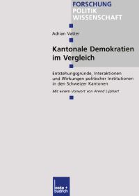 Book Cover for Kantonale Demokratien Im Vergleich by Adrian Vatter