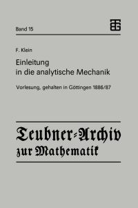 Book Cover for Einleitung in Die Analytische Mechanik by Felix Klein