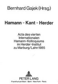 Book Cover for Hamann - Kant - Herder by Bernhard Gajek
