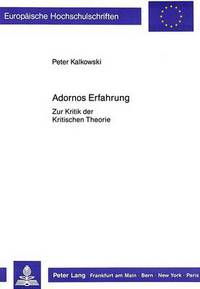 Book Cover for Adornos Erfahrung by Peter Kalkowski