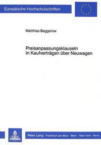 Book Cover for Preisanpassungsklauseln in Kaufvertragen Uber Neuwagen by Matthias Beggerow