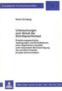 Book Cover for Untersuchungen Zum Verlust Der Schriftsprachlichkeit by Martin Grimberg