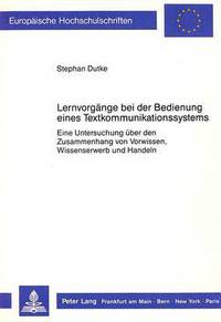 Book Cover for Lernvorgange Bei Der Bedienung Eines Textkommunikationssystems by Stephan Dutke