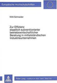 Book Cover for Zur Effizienz Staatlich Subventionierter Betriebswirtschaftlicher Beratung in Mittelstandischen Industrieunternehmen by Willi Schneider