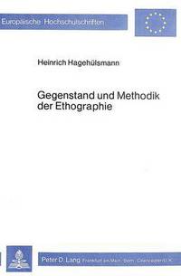 Book Cover for Gegenstand Und Methodik Der Ethographie by Heinrich Hagehülsmann
