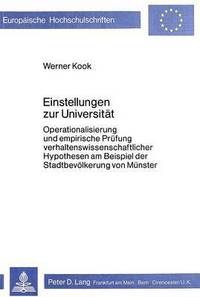 Book Cover for Einstellungen Zur Universitat by Werner Kook