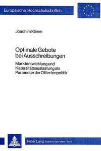 Book Cover for Optimale Gebote Bei Ausschreibungen by Joachim Klimm