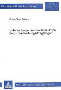 Book Cover for Untersuchungen Zur Problematik Von Selbstbeschreibungs-Frageboden by FranzDieter Schade