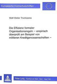 Book Cover for Die Effizienz Formaler Organisationsregeln Empirisch Uberpruft Am Beispiel Von Mittleren Kreditgenossenschaften by Wolf-Dieter Trucksaess