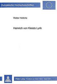 Book Cover for Heinrich Von Kleists Lyrik by Walter Hettche