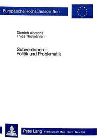 Book Cover for Subventionen - Politik Und Problematik by Thies Thormaehlen, Dietrich Albrecht