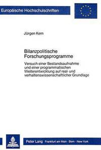 Book Cover for Bilanzpolitische Forschungsprogramme by Jürgen Kern