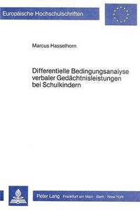 Book Cover for Differentielle Bedingungsanalyse Verbaler Gedachtnisleistungen Bei Schulkindern by Marcus Hasselhorn