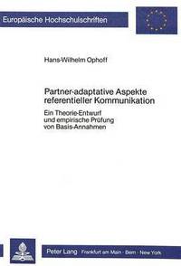 Book Cover for Partner-Adaptative Aspekte Referentieller Kommunikation by HansWilhelm Ophoff