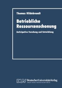 Book Cover for Betriebliche Ressourcenschonung by Thomas Hildebrandt