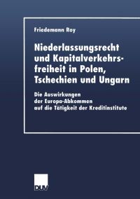 Book Cover for Niederlassungsrecht Und Kapitalverkehrsfreiheit in Polen, Tschechien Und Ungarn by Friedemann Roy