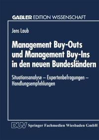 Book Cover for Management Buy-Outs Und Management Buy-Ins in Den Neuen Bundesländern by Jens Laub