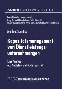Book Cover for Kapazitätsmanagement Von Dienstleistungsunternehmungen by Matthias Schnittka