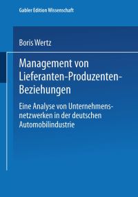 Book Cover for Management Von Lieferanten-Produzenten-Beziehungen by Boris Wertz