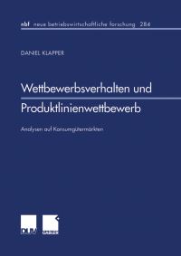 Book Cover for Wettbewerbsverhalten Und Produktlinienwettbewerb by Daniel Klapper