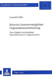 Book Cover for Kriterien Systemvertraglicher Organisationsentwicklung by Leopold Hüffer