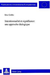 Book Cover for Intentionnalite Et Signifiance by Eric Grillo