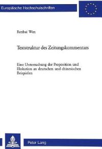 Book Cover for Textstruktur Des Zeitungskommentars by Renbai Wen
