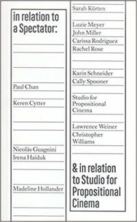 Book Cover for In Relation to a Spectator by APE, KestnerGesellschaft