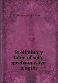 Book Cover for Preliminary Table of Solar Spectrum Wave-Lengths by Jesse Russell, Ronald Cohn