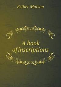 Book Cover for A Book of Inscriptions by Jesse Russell, Ronald Cohn