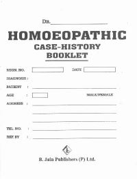Book Cover for Homeopathic Case History Booklet by B Jain Publishers