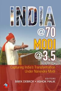 Book Cover for India @ 70, Modi @ 3.5 by Bibek Debroy, Ashok Malik