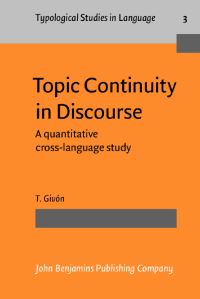 Book Cover for Topic Continuity in Discourse by T Givón