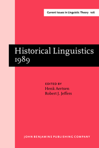 Book Cover for Historical Linguistics 1989 by Henk Aertsen, Robert J Jeffers