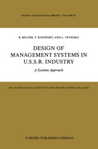 Book Cover for Design of Management Systems in U.S.S.R. Industry by B Z Milner, V S Rapoport, L I Evenko