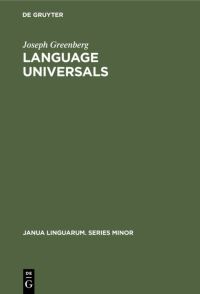 Book Cover for Language Universals by Joseph Greenberg