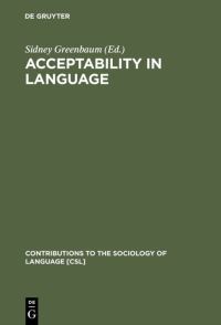 Book Cover for Acceptability in Language by Sidney Greenbaum