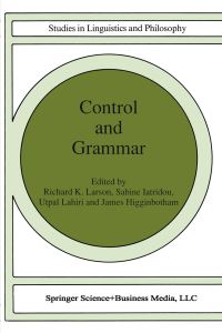 Book Cover for Control and Grammar by Richard K Larson