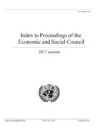 Book Cover for Index to Proceedings of the Economic and Social Council 2017 by United Nations