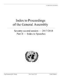 Book Cover for Index to Proceedings of the General Assembly 2017/2018 by United Nations Department of Public Information