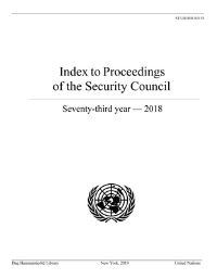 Book Cover for Index to Proceedings of the Security Council. Seventy-Third Year -- 2018 by United Nations
