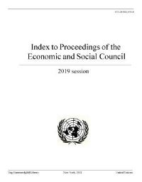 Book Cover for Index to Proceedings of the Economic and Social Council 2019 by United Nations Department of Global Communications