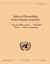 Book Cover for Index to Proceedings of the General Assembly 2020/2021. Part II Index to Speeches by United Nations