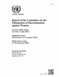 Book Cover for Report of the Committee on the Elimination of Discrimination Against Women, Seventy-Seventh Session by United Nations Department for General Assembly and Conference Management