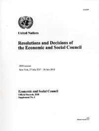 Book Cover for Resolutions and Decisions of the Economic and Social Council: 2018 Session by United Nations Department for General Assembly and Conference Management