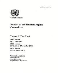 Book Cover for Report of the Human Rights Committee, Volume II, Part 2 by Department of General Assembly Affairs and Conference Services United Nations