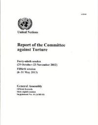 Book Cover for Report of the Committee Against Torture by Department of General Assembly Affairs and Conference Services United Nations