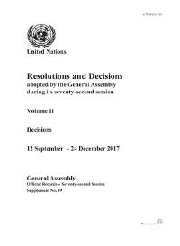 Book Cover for Resolutions and Decisions Adopted by the General Assembly During Its Seventy-Second Session Volume 2 by United Nations