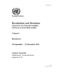 Book Cover for Resolutions and Decisions Adopted by the General Assembly During Its Seventy-Third Session by United Nations Department for General Assembly and Conference Management